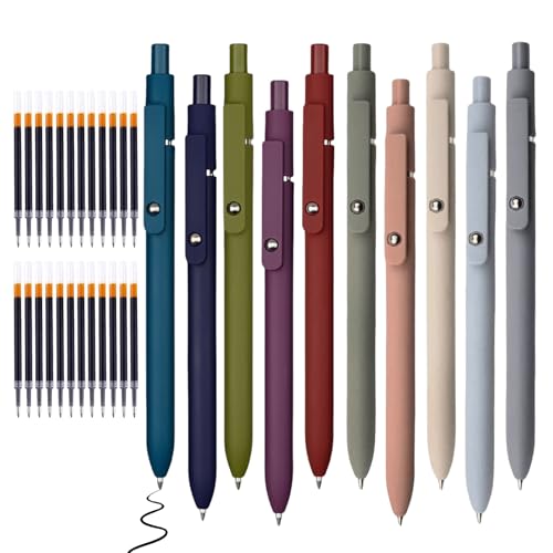 GOMETY 10 Stück Gelstifte, Kugelschreiber Set 0,5 mm Schwarze Tinte Gel Kugelschreiber Feine Spitze Gel Schnell Trocknende Tintenstifte Gelstift für Schule, Büro, Zuhause Geeignet(Morandi) von GOMETY