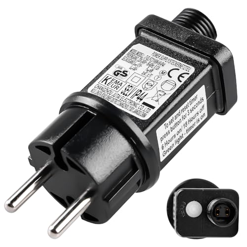 GOMETY 31V 6W LED Timer Netzteil, 8 Modi Lichterkette Netzteil Adapter mit Speicherfunktion, GS Standard IP44 LED Transformator für Niederspannungs Weihnachtslicht, Lichterkette Ersatz-Adapter (1) von GOMETY