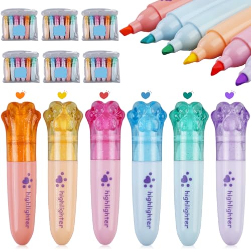 GOMETY Mini Textmarker für Kinder, 36 Stück Cat's Claw Niedlich Cartoon Textmarker Set Kids Marker Kreativer Süße Stifte Leuchtmarker für Geschenke Party Geburtstag Schule von GOMETY