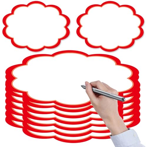 Gomety 50 Stück Moderationskarten Set, Wolken Präsentationskarten Oval 17x13cm Metaplankarten Set für Büro Schule Professionelle Präsentation Vortrag Moderation Gesprächsleitung (Rot) von GOMETY