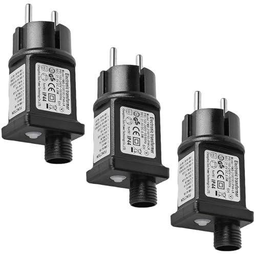 LED Netzteil 31V 6W, 3 Stück IP44 LED Transformator mit 13 Schlüssel Fernbedienung LED Treiber Niederspannungs Adapter Trafo Stecker Timer Speicherfunktion für Weihnachtslicht Beleuchtung Lichterkette von GOMETY