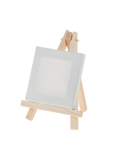GOOD STUFF Mini-Staffelei aus Holz mit Leinwand, 10 x 10 cm, ideal für kleine Zeichnungen, perfekt für Künstler, Kinder und Dekorationen von GOOD STUFF