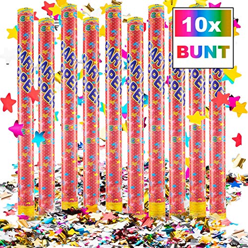 GOODS+GADGETS Konfetti-Kanone Konfetti-Shooter Party Popper Konfettikanone - XXL 100 cm Bunt - 10 Set von GOODS+GADGETS