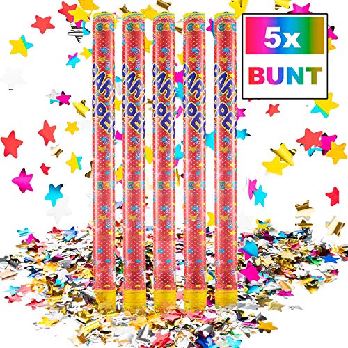 GOODS+GADGETS Konfetti-Kanone Konfetti-Shooter Party Popper Konfettikanone - XXL 100 cm Bunt - 5 Set von GOODS+GADGETS