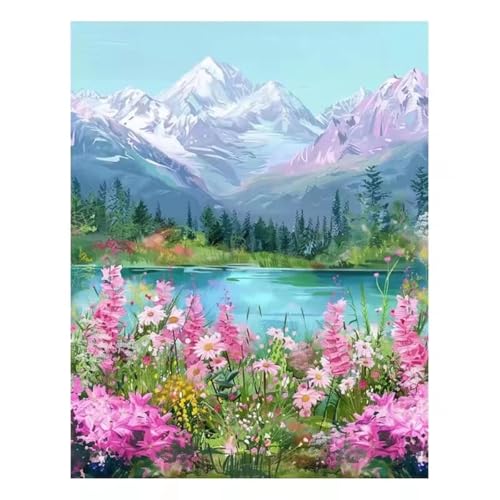 GOOFEI DIY Adult Diamond Painting Embroidery Set Blick auf die schneebedeckten Berge,5D Full Diamond Painting Craft Runder Bohrer Home Wall Decoration Art Painting Kits 55x35cm von GOOFEI