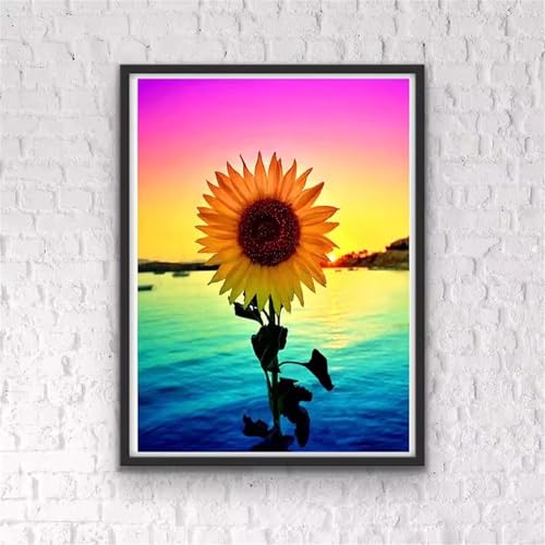 GOOFEI DIY Adult Diamond Painting Embroidery Set Bunte Meeressonnenblume,5D Full Diamond Painting Craft Runder Bohrer Home Wall Decoration Art Painting Kits 45x25cm von GOOFEI