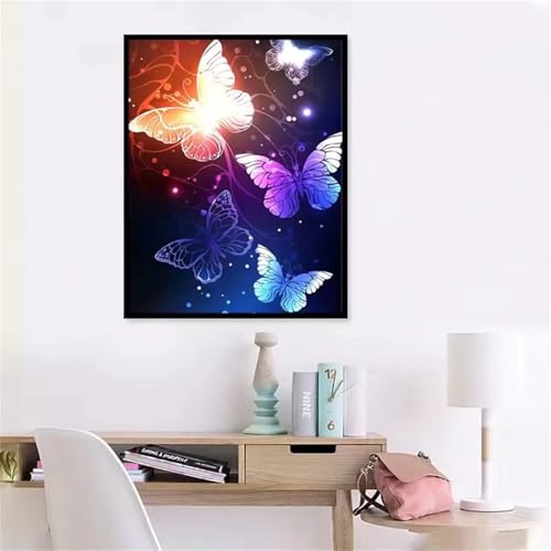 GOOFEI DIY Adult Diamond Painting Embroidery Set Cartoon-Schmetterling-Fantasie,5D Full Diamond Painting Craft Runder Bohrer Home Wall Decoration Art Painting Kits 55x35cm von GOOFEI