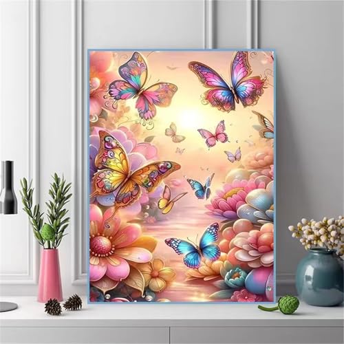 GOOFEI DIY Adult Diamond Painting Embroidery Set Cartoon Traum Schmetterling,5D Full Diamond Painting Craft Runder Bohrer Home Wall Decoration Art Painting Kits 45x25cm von GOOFEI