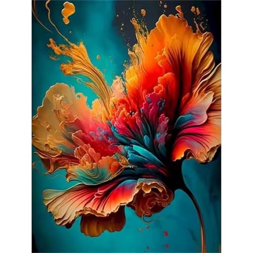 GOOFEI DIY Adult Diamond Painting Embroidery Set Farbenfrohe Flora,5D Full Diamond Painting Craft Runder Bohrer Home Wall Decoration Art Painting Kits 55x35cm von GOOFEI