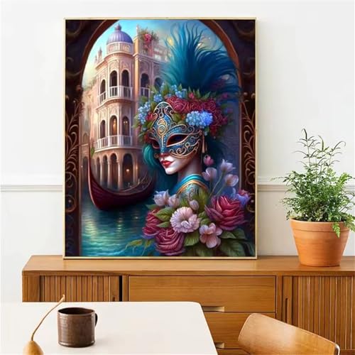 GOOFEI DIY Adult Diamond Painting Embroidery Set Hausmädchen,5D Full Diamond Painting Craft Runder Bohrer Home Wall Decoration Art Painting Kits 45x25cm von GOOFEI