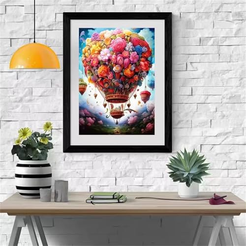 GOOFEI DIY Adult Diamond Painting Embroidery Set Heißluftballon,5D Full Diamond Painting Craft Runder Bohrer Home Wall Decoration Art Painting Kits 45x25cm von GOOFEI