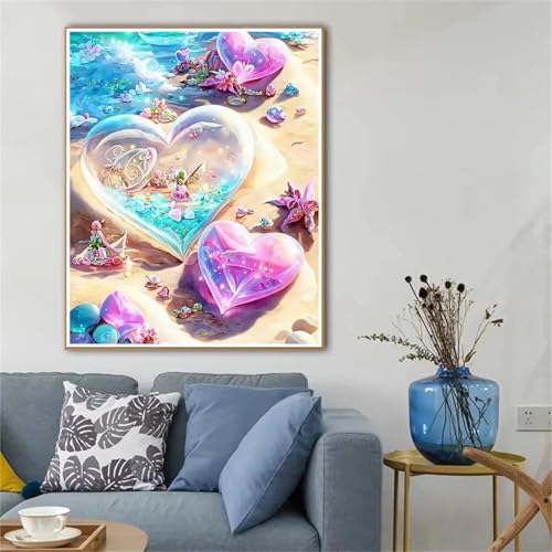 GOOFEI DIY Adult Diamond Painting Embroidery Set Leuchtendes Herz,5D Full Diamond Painting Craft Runder Bohrer Home Wall Decoration Art Painting Kits 45x25cm von GOOFEI