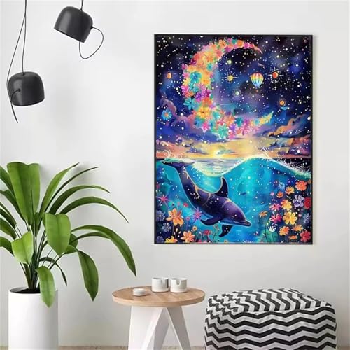 GOOFEI DIY Adult Diamond Painting Embroidery Set Ozean,5D Full Diamond Painting Craft Runder Bohrer Home Wall Decoration Art Painting Kits 45x25cm von GOOFEI