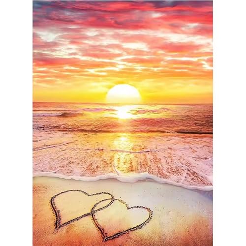 GOOFEI DIY Adult Diamond Painting Embroidery Set Sonnenuntergang Strand,5D Full Diamond Painting Craft Runder Bohrer Home Wall Decoration Art Painting Kits 75x55cm von GOOFEI