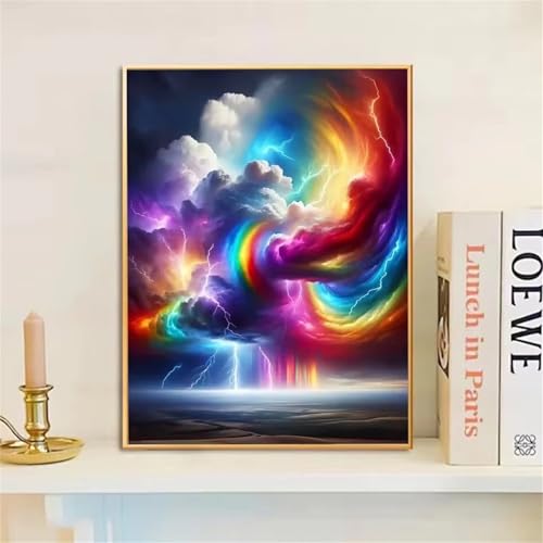 GOOFEI DIY Adult Diamond Painting Embroidery Set Tornado,5D Full Diamond Painting Craft Runder Bohrer Home Wall Decoration Art Painting Kits 55x35cm von GOOFEI