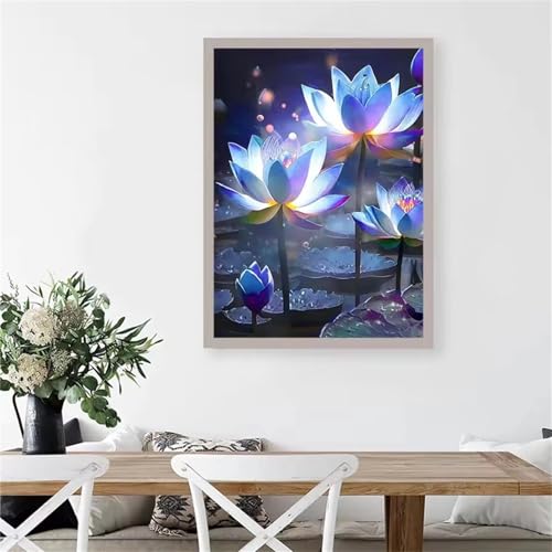 GOOFEI DIY Adult Diamond Painting Embroidery Set Violette Blume,5D Full Diamond Painting Craft Runder Bohrer Home Wall Decoration Art Painting Kits 45x25cm von GOOFEI