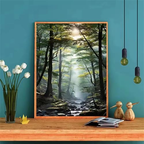 GOOFEI DIY Adult Diamond Painting Embroidery Set Wald Landschaft,5D Full Diamond Painting Craft Runder Bohrer Home Wall Decoration Art Painting Kits 45x25cm von GOOFEI