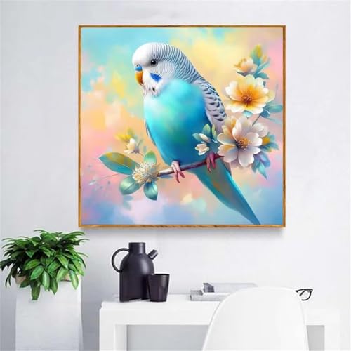 GOOFEI Diamond Painting Kits Für Erwachsene,5D Blauer Papagei Diamant Painting Bilder DIY Runde Vollbohrer Diamanten Malerei Stickerei Kreuzstich für Zuhause Dekor Geschenk - 70x70 cm von GOOFEI