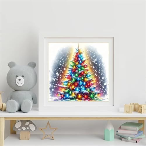 GOOFEI Diamond Painting Kits Für Erwachsene,5D Bunter Weihnachtsbaum Diamant Painting Bilder DIY Runde Vollbohrer Diamanten Malerei Stickerei Kreuzstich für Zuhause Dekor Geschenk - 60x60 cm von GOOFEI