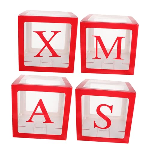 GOOHOCHY 1 Set Boxen Für Weihnachtsballons Buchstabenballons Buchstabenballons Weihnachtsballonblöcke Weihnachtsballondekorationen Feiertagsblöcke Durchsichtige Ballons Rot Weißer von GOOHOCHY