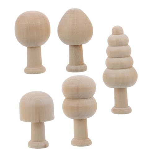 GOOHOCHY 1 Set Unbemalte Holzpilze Und Bäume Für DIY Kunstprojekte Mini Holzpilze Holzbäume Unbemalte Kleine Stifte Süße Pilzpuppe von GOOHOCHY