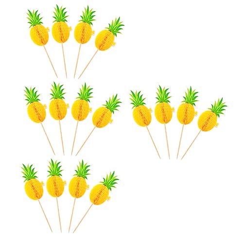 GOOHOCHY 60 Stk Flamingo-kuchen-einsatz Cupcake Topper Mit Ananas Cupcake-topper Hochzeitsdekorationen Für Die Zeremonie Flamingo-partydekorationen Hawaiianisches Essen Papier Yellow von GOOHOCHY