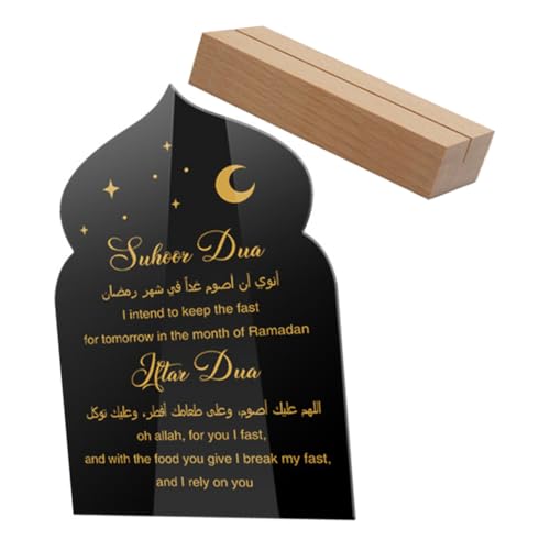 GOOHOCHY Acryltisch muslimisches islamisches Eid- Eid-Verzierung Ramadan-Party- Ramadan-Tischtafel Eid-Tischdekorationen Mubarak-Mond-Ornament Ramadan-Mond- Holz Black von GOOHOCHY