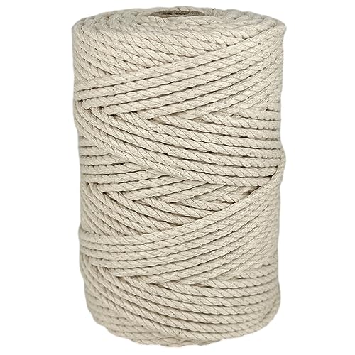 Makramee-Kordel, Baumwolle, 4MM * 100M, für Makramee-Handwerk, Spielzeug, Restaurierung, Basteln, Verpackung, Gartenarbeit. Natürlich von GOPEU