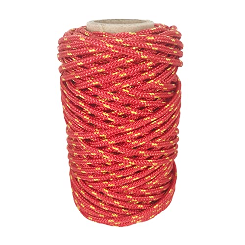 Polyesterkordel 3mm * 25m. Bastelseil Paracord. Makramee Schnur für Bindeschnur Heimwerkerschnur Wäscheleine. Rot mit Gelb von GOPEU