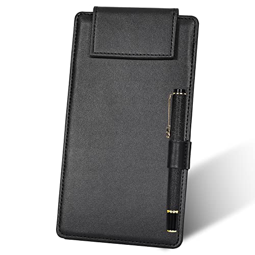 GORESE Klemmbrett A6 Leder Schreibbrett A6 Klemmbrettmappe Clipboard Notizmappe Speisekarte mit Magnetisches Clip und Stiftclip für Restaurant Bar Café Tageskarte Schaufenster Rezeption von GORESE