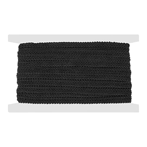 GORGECRAFT 1/2,20 cm (2) Yds Gimp Braid Trim Schwarz Polyestergewebe Gewebte Borten Geflochtene Kordel Gewellter Rand Rick Rack Ribbon Polsterung Dekorativ Zum Nähen DIY Handwerk Kostüm Geschenkpaket von GORGECRAFT