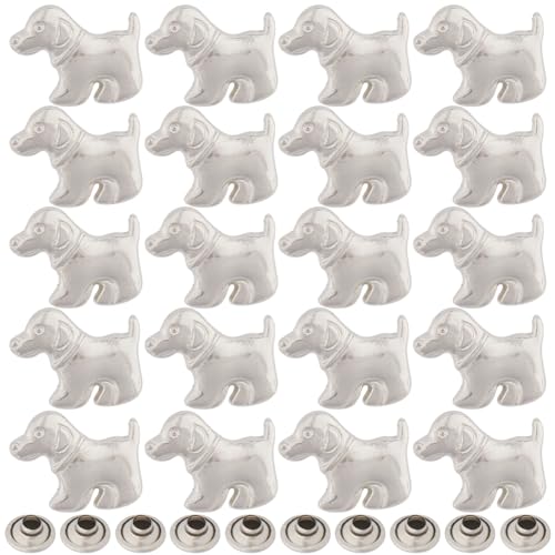 GORGECRAFT 1 Box 20PCS Hundemuster Nieten Nieten Mini-Legierung Silber Niedliche Tierniete Für Heimwerkerbedarf Kleidung Schuhe Taschen Lederdekoration Nagelzubehör Geschenke Nähzubehör von GORGECRAFT