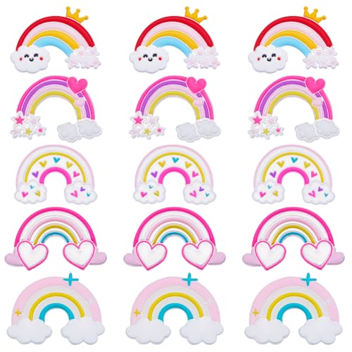 GORGECRAFT 1 Box 40Stk 5 Stile Kunststoff-Cabochons Regenbogen-Ornament Regenbogen-Haarspangen Wolken Herz Stern Krone Cartoon-Haar Handyhülle Zubehör DIY Lustiges Geschenk Für Weihnachten Frauen von GORGECRAFT