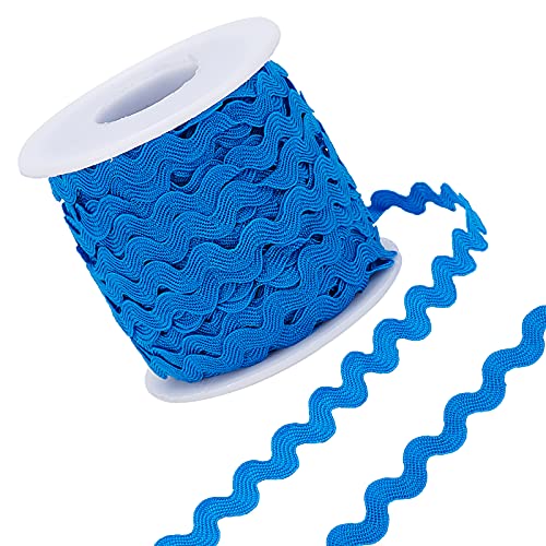 GORGECRAFT 1 Rolle 25 m RIC RAC Trim Band Wave Nähen Biegen Fransen Trim 5 mm zum Nähen Blumen machen Hochzeit Party Spitzenband Handwerk (blau) von GORGECRAFT