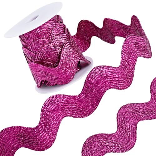 GORGECRAFT 1 Rolle 25mm Zickzack-Besatzband 5 Yards Rick Rack Wave Nähen Biegen Fransenbesatz Geflochtener Webstoff Zum Nähen Blumenherstellung Hochzeitskleid Party Spitzenhandwerk Medium Violett Rot von GORGECRAFT