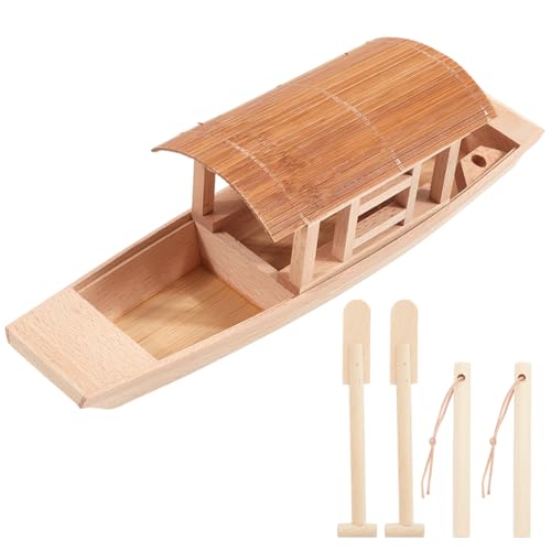 GORGECRAFT 1 Set unlackiertes Holzboot, Holzboot, Modell, Mini-Fischer-Segelboot mit Paddel, antikes Weiß, Handwerk, Desktop, Ozeanlandschaft, Ornament für Tafelaufsatz, Heimbüro, DIY-Projektbedarf von GORGECRAFT