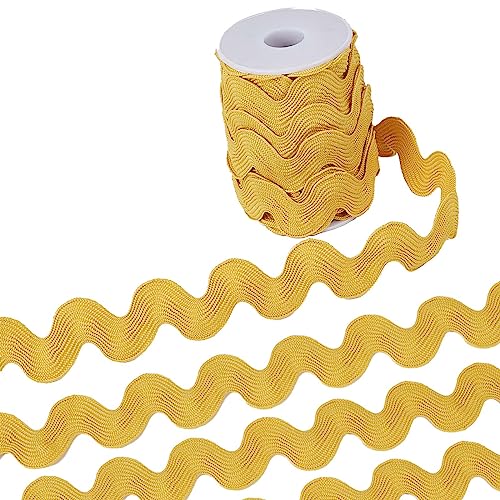 GORGECRAFT 10 Yard 20mm Rick Rack Trim Ribbons Gold Wave Bending Fransen Trim Gewebtes Geflochtenes Stoffband Für DIY Nähen Handwerk Hochzeitskleid Kleidung Verschönerung Party Geschenkverpackung von GORGECRAFT