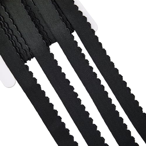 GORGECRAFT 10 Yard Schwarze Elastische Spule Hohe Elastizität Gewellte Kante Elastisches Nähband Dehnbares Band Für Taillenbänder Hosen Basteln DIY-Haargummi Stirnband Dessous Kleidung von GORGECRAFT