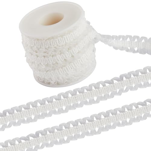 GORGECRAFT 10 Yard X 20mm Weißes Elastisches Spitzenband Gimp Braid Stretch-Spitzenbesatz Polyester Vintage Nähen Kleidungsstück Hochzeitsdekoration Für DIY Stirnband Kleidung Verzierung von GORGECRAFT