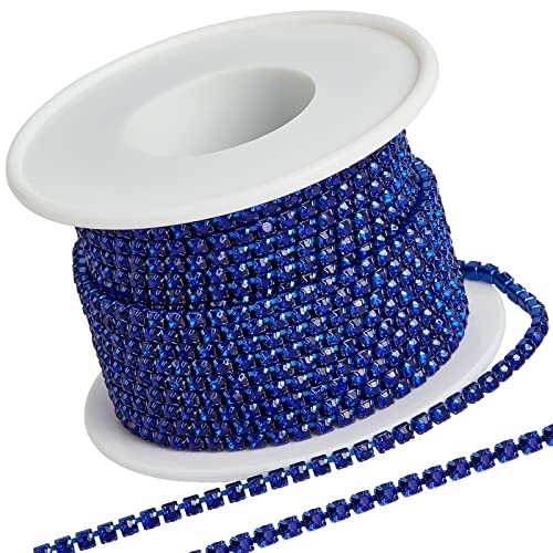 GORGECRAFT 10 Yards/9mx2.5 mm Strasskette Funkelnde Kristall-Strass-Klauen-Kettenbesatz Für Heimwerker-Näharbeiten, Schmuck, Perlenherstellung, Zubehör, Hochzeitsdekoration, Blau von GORGECRAFT