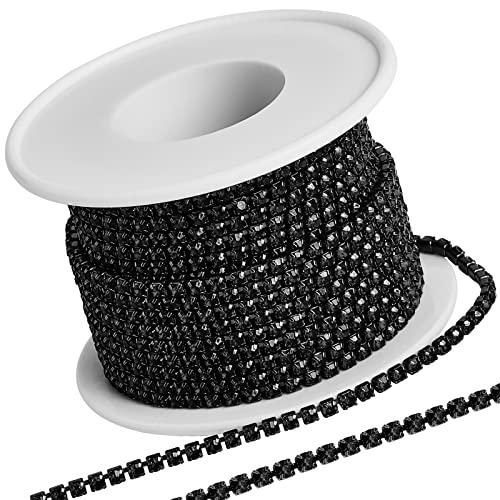 GORGECRAFT 10 Yards 2.5 mm Strasskette Funkelnde Kristall-Strass-Klauen-Kettenbesatz Für Heimwerker-Näharbeiten, Schmuck, Perlenherstellung, Zubehör, Hochzeitsdekoration, Schwarz von GORGECRAFT