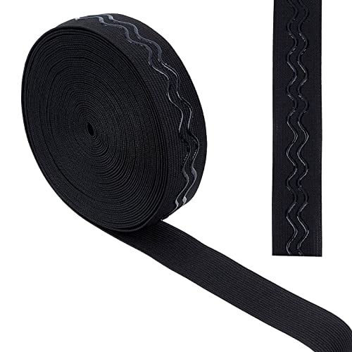 GORGECRAFT 10 Yards 30 mm Breites Rutschfestes Elastisches Band Wellensilikon Elastisches Greifband Stretchgummis Elastischer Gürtel Für Heimwerker Nähen Basteln Sporthosen Zubehör Schwarz von GORGECRAFT