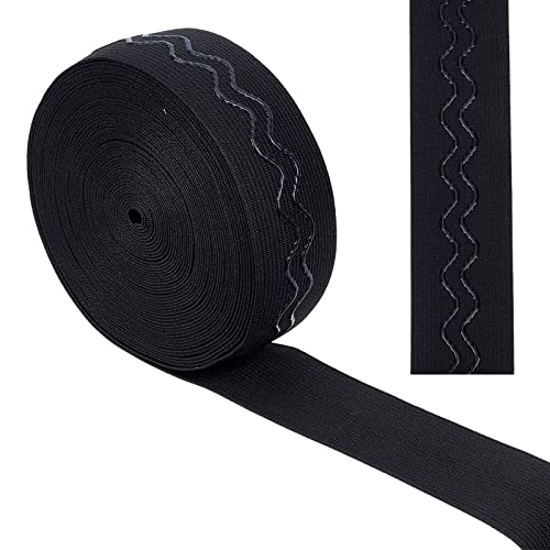 GORGECRAFT 10 Yards 38 mm Breites Rutschfestes Elastisches Band Wellensilikon Elastisches Greifband Stretchgummis Elastischer Gürtel Für Heimwerker Nähen Basteln Sporthosen Zubehör Schwarz von GORGECRAFT