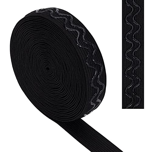 GORGECRAFT 10 Yards Schwarzes Rutschfestes Elastisches Silikon-Greiferband 20 mm Wellen-Greiferband-Gurtband Dehnbare Riemenspule Wellenband-Rollenband Flacher Bund Für Kleidung Kleidungsstück Shorts von GORGECRAFT