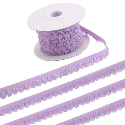 GORGECRAFT 10 Yards Stretch-Besatz Elastisches Spitzenband 13mm Breit Dessous-Kantenbesatz Blumenmuster Gehäkelte Nähspitzenrolle Für Heimwerker Kleidung Geschenkverpackungen Hochzeitsbedarf Flieder von GORGECRAFT