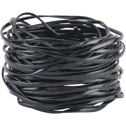 GORGECRAFT 10 m Flacher Weicher Lederriemen Zum Umklappen 3mm Schwarz Doppelseitiger Streifen Kordel Flechtschnur PU Lederbesatzband Für Heimwerker Nähen Basteln Gürtel Armbänder Schmuckherstellung von GORGECRAFT