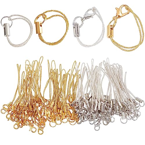 GORGECRAFT 100 Stück 4 Stile Handy-Schlüsselanhänger Handy-Charms Anhänger Ton Geteilter Ring Kordel Polyester-Lanyard Abnehmbares Telefonseil Lariat-Hängezubehör Für USB-Laufwerk Kamera von GORGECRAFT