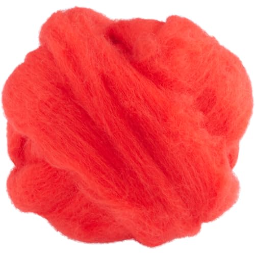 GORGECRAFT 100g Gefärbte Merinowolle Top Roving Rotes Filzgarn Nadelfilzwolle Faserfilzmischung Dreads Zum Filzen Spinnen Stricken Weben Dickes Garn Decken Wandteppiche Weihnachten DIY Handarbeiten von GORGECRAFT