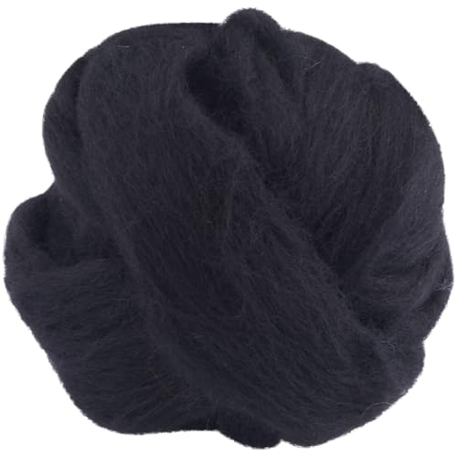 GORGECRAFT 100g Gefärbte Merinowolle Top Roving Schwarz Nadelfilzen Wollfilzgarn Faserfilzmischung Dreads Zum Filzen Spinnen Stricken Weben Nähen Trimmen Dickes Garn Halloween DIY Handarbeiten von GORGECRAFT