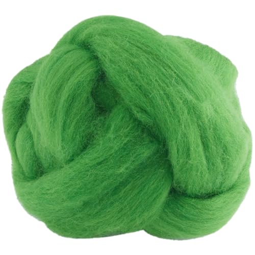 GORGECRAFT 100g Nadelfilzwolle Grün Gefärbt Merinowolle Top Roving Filzwolle Fasergarn Filzmischung Dreads Zum Filzen Spinnen Stricken Weben Dickes Garn Weihnachten DIY Materialien Handarbeiten von GORGECRAFT